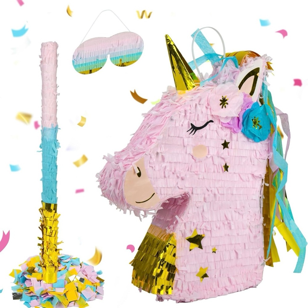 Unicorn Piñata Set with Pink and Gold‎ Accents